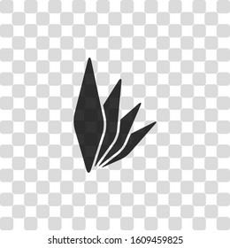 leaf bamboo. simple silhouette. Black symbol on transparency grid