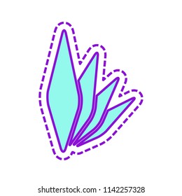 leaf bamboo. simple silhouette. Colored sketch with dotted border on white background