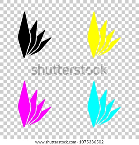 leaf bamboo. simple silhouette. Colored set of cmyk icons on tra
