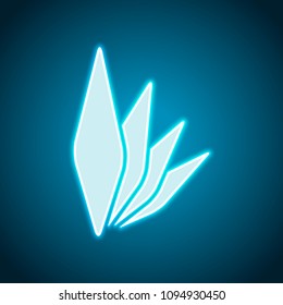 leaf bamboo. simple silhouette. Neon style. Light decoration icon. Bright electric symbol
