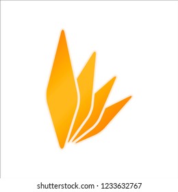 leaf bamboo. simple silhouette. Orange sign with low light on white background