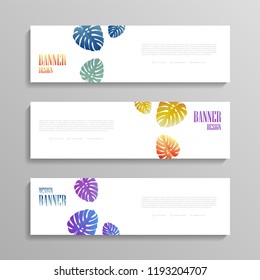 Leaf banner template. Web Banner vector design. Horizontal advertising banner.