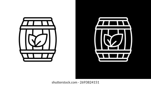 Leaf Barrel White Icon Set Design