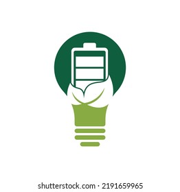 Leaf battery bulb shape concept logo design vector icon. Eco nature and battery logo template design illustration design.