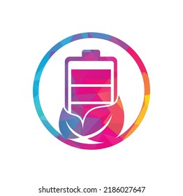 Leaf battery logo design vector icon. Eco nature and battery logo template design illustration design.