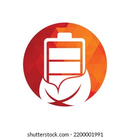 Leaf battery logo design vector icon. Eco nature and battery logo template design illustration design.
