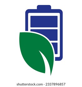 Icono vectorial de diseño del logotipo de la batería de hoja. Plantilla de logotipo de batería y naturaleza ecológica