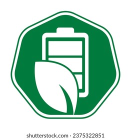 Leaf battery logo design vector icon. Eco nature and battery logo template design illustration design.