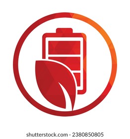 Leaf battery logo design vector icon. Eco nature and battery logo template