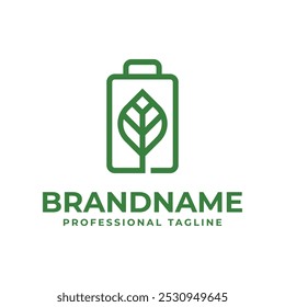 Leaf Battery logo, symbolizing eco friendly energy, sustainability, and innovation