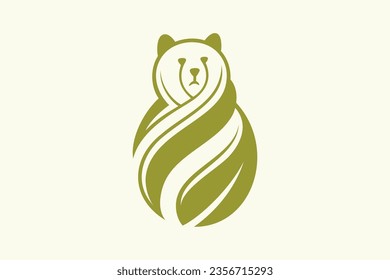 Leaf bear logo design. A creative blend of a bear and leaves, symbolizing strength and nature. Perfect for eco-conscious brands, wildlife organizations, outdoor ventures or baby cares product brands.