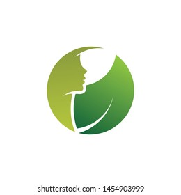leaf and beauty face logo template