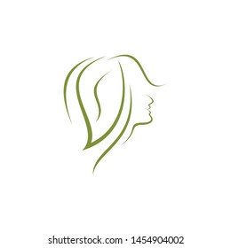 leaf and beauty face logo template