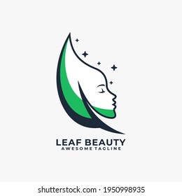 Ilustración vectorial del logotipo de belleza de la hoja