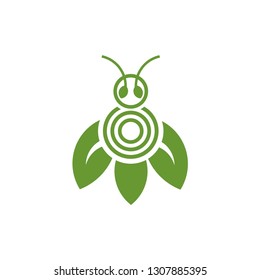 leaf bee logo template