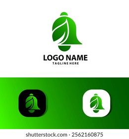leaf bell logo design vector