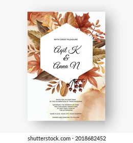 leaf and berry autumn fall background for wedding invitation