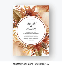 Leaf And Berry Autumn Fall Background For Wedding Invitation