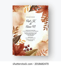 leaf and berry autumn fall background for wedding invitation