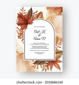 leaf and berry autumn fall background for wedding invitation, background autumn fall