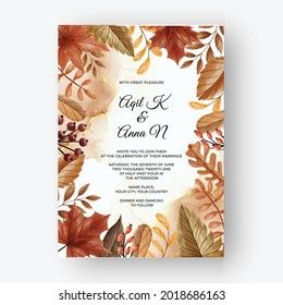 leaf and berry autumn fall background for wedding invitation, background autumn fall