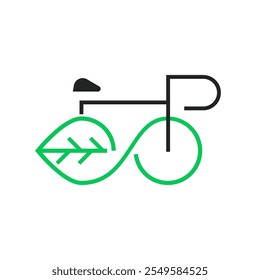 Projeto do logotipo ecológico da folha e da bicicleta