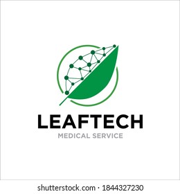 leaf bio tech molecule logo designs for medical or technology service