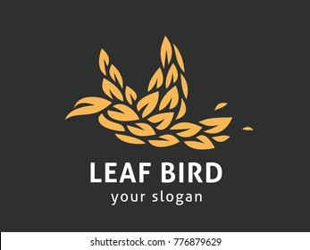 Leaf bird. Abstract logo vector template.