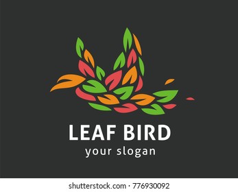 Leaf bird. Abstract logo vector template.