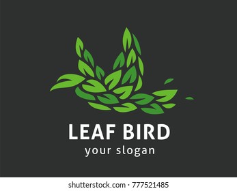 Leaf bird. Abstract logo vector template.