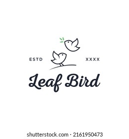 Leaf bird line logo design vector illustration
