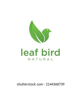 leaf bird logo design icon template, bird with leaf logo design modern concept