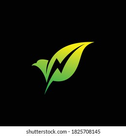 leaf and bird logo with electric concept