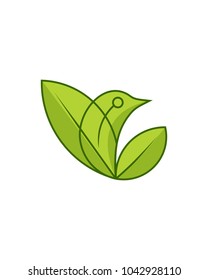 leaf bird logo template