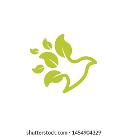 leaf and bird logo template