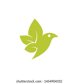 leaf and bird logo template