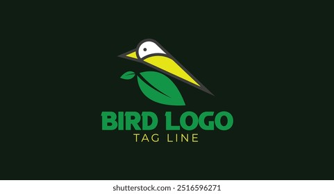 Leaf bird logo.Nature bird design, bird and leaf combination logo premium vector illustration.