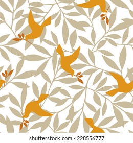 Leaf and bird pattern