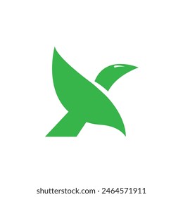 leaf bird simple logo design.