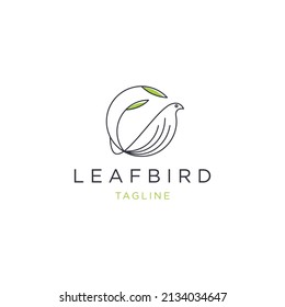Leaf birds line logo icon design template
