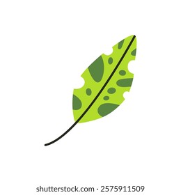 Leaf bitten by pests. Flat vector illustration isolated on white background.