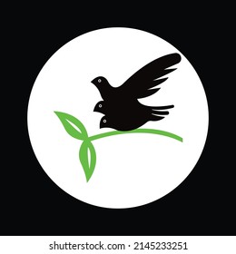 leaf black birds vector logo 
