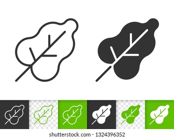 Leaf black linear and silhouette icons. Thin line sign of foliage. Organic outline pictogram isolated on white, green, transparent background. Sprout vector icon shape. Eco plant simple symbol closeup