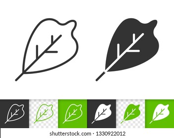 Leaf black linear and silhouette icons. Thin line sign of foliage. Organic outline pictogram isolated on white, green, transparent background. Sprout vector icon shape. Eco plant simple symbol closeup