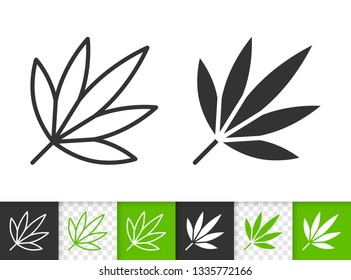 Leaf black linear and silhouette icons. Thin line sign of japanese maple. Foliage outline pictogram isolated on white, green, transparent background. Vector Icon shape. Plant simple symbol closeup