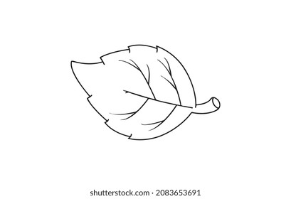Leaf Black outline vector icon, editable stroke. Contour line pictogram on white background.