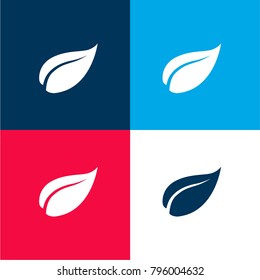 Leaf black shape four color material and minimal icon logo set in red and blue