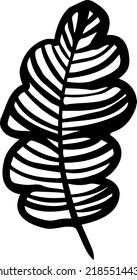 Leaf. Black and white sketch, logo, clipart. Vector illustration hand-drawn. Isolated object on a white background.