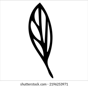 Leaf. Black and white sketch, logo, clipart. Vector illustration hand-drawn. Isolated object on a white background.