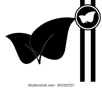 leaf - black and white vector icon